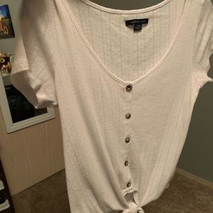 White -knotted crop top